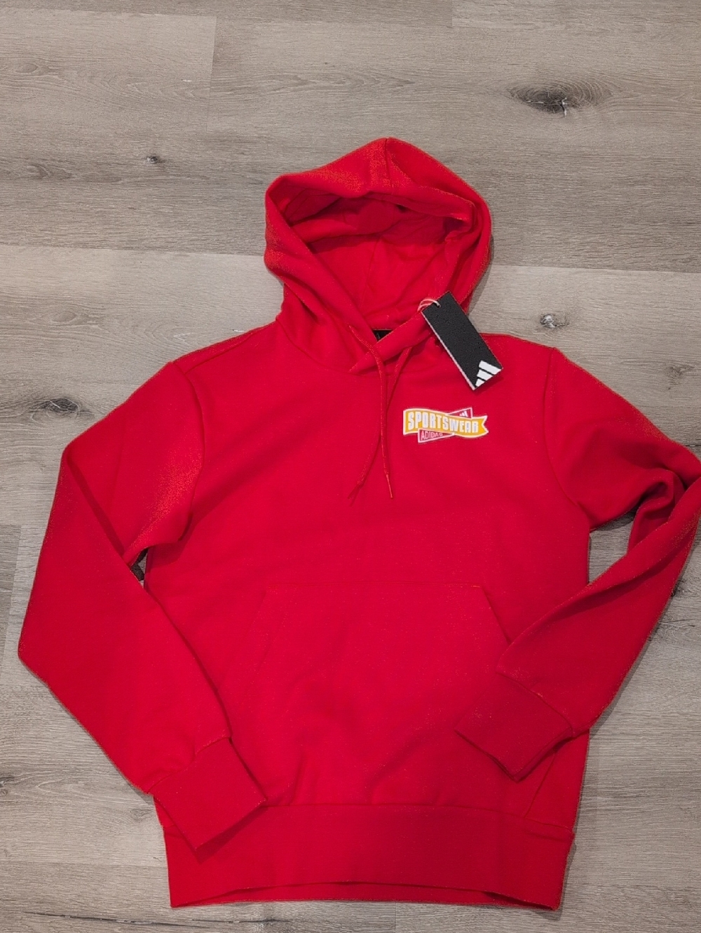 NWT Adidas Men's Red  Hoodie with Chest Patch. Unisex